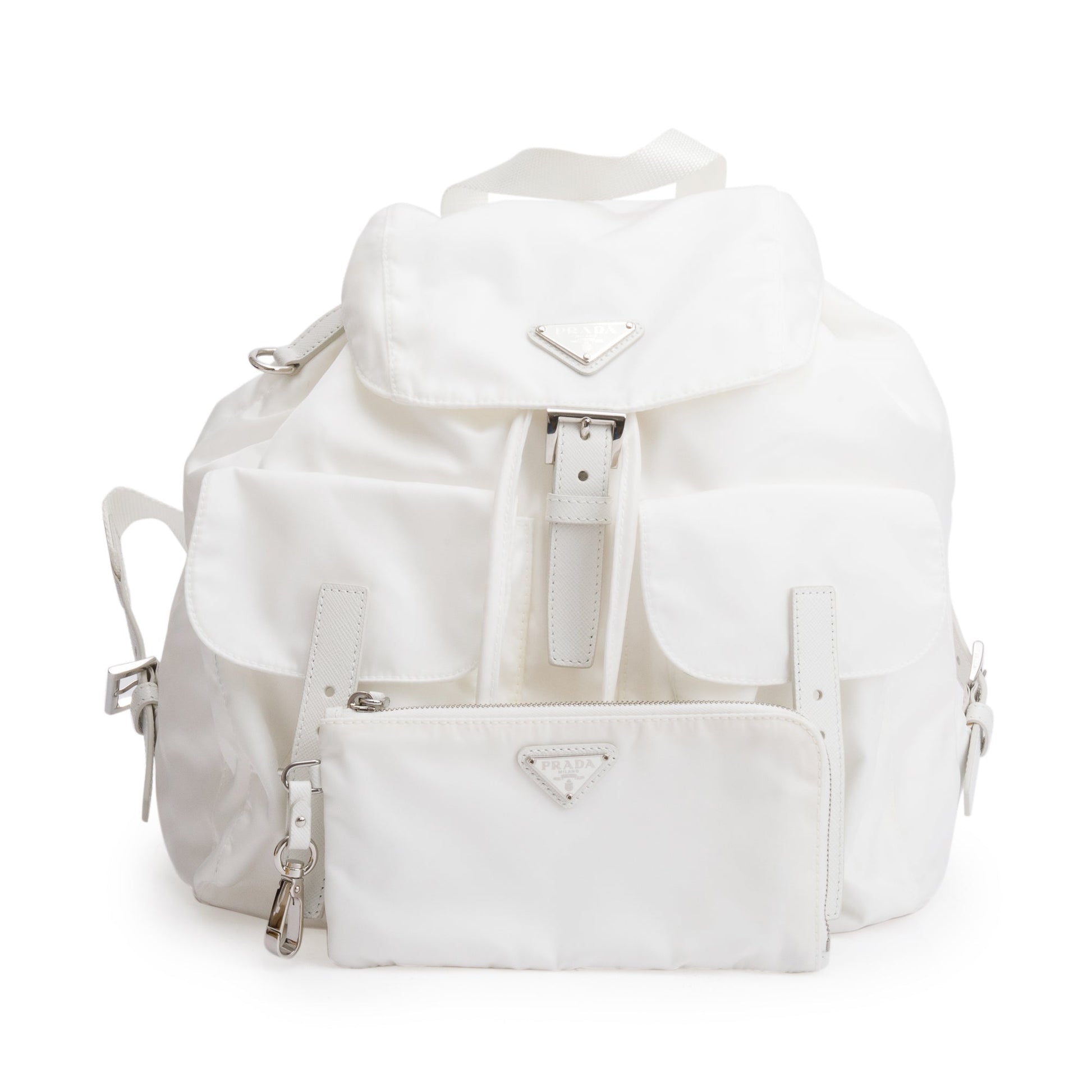 Prada Re Saffiano Backpack Handbag Nylon White