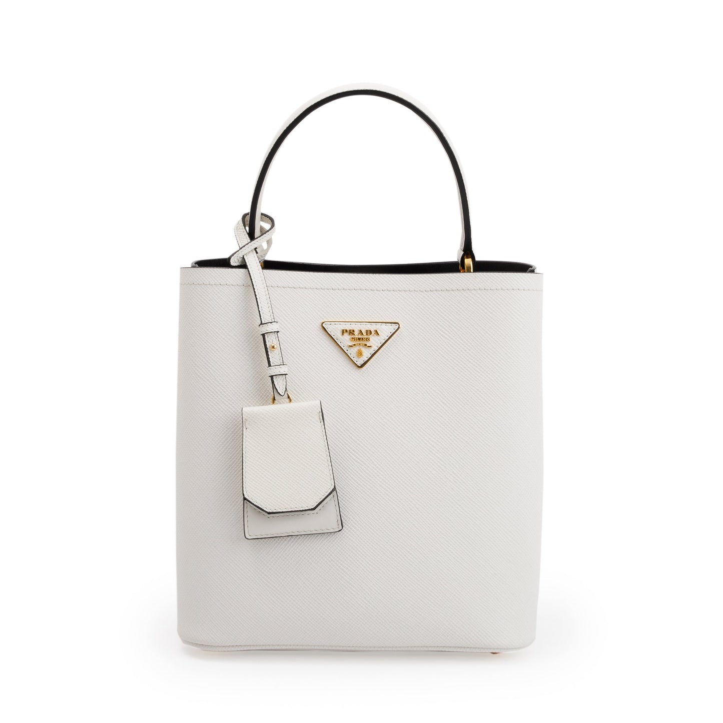 Prada Saffiano Cuir Panier Bag White Medium Travel Bag