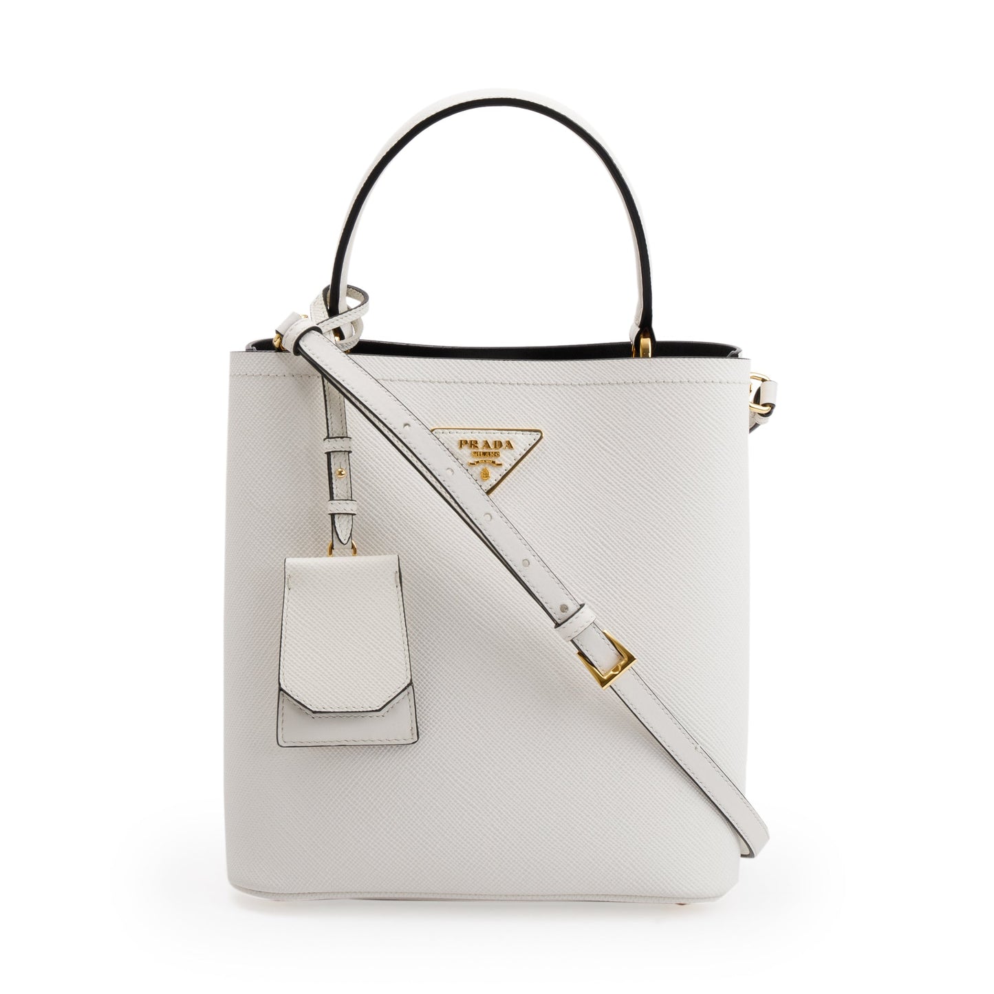 Prada Saffiano Cuir Panier Bag White Medium Travel Bag