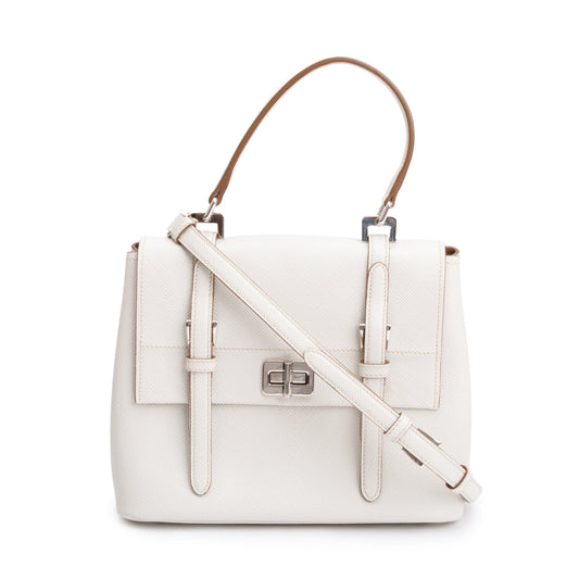 Prada Saffiano Cuir Top Handle Bag White Travel Bag