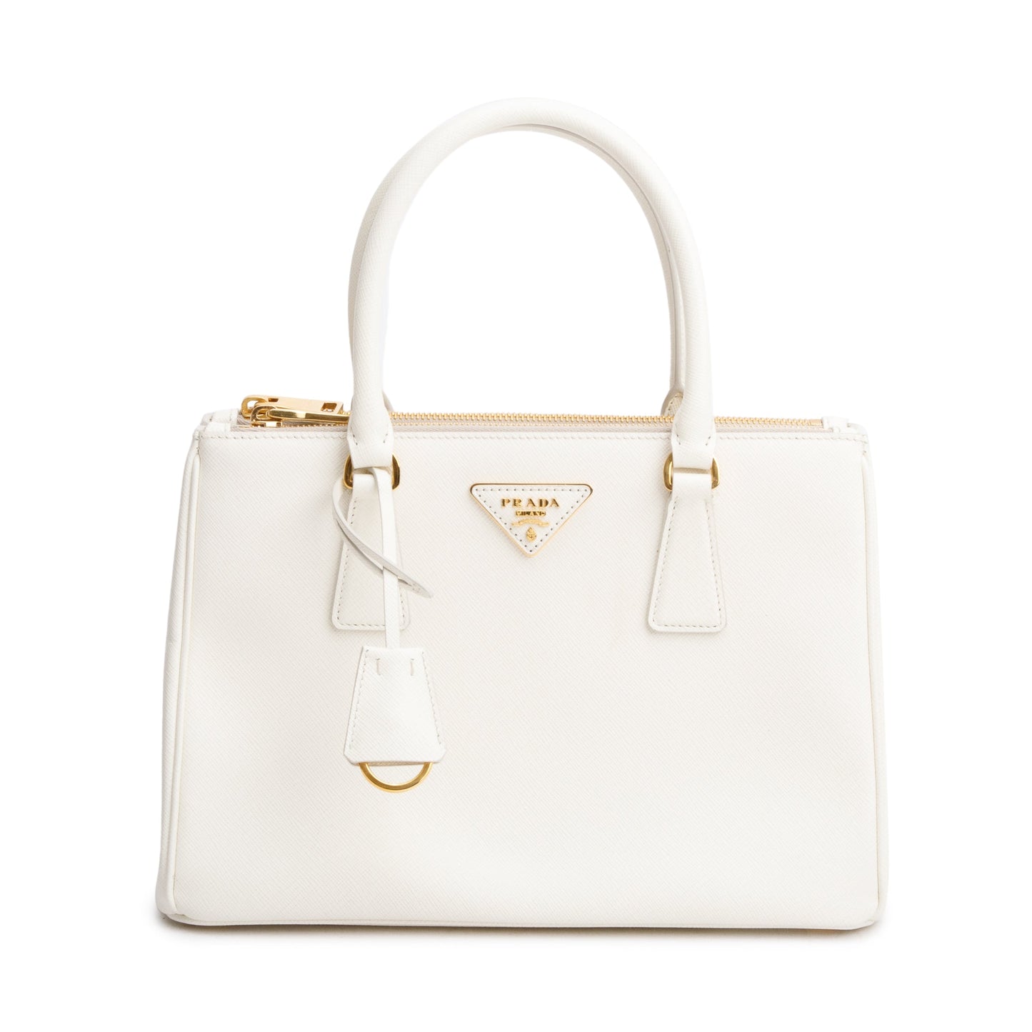 Prada Double Galleria Tote Leather Saffiano White Tote Bag