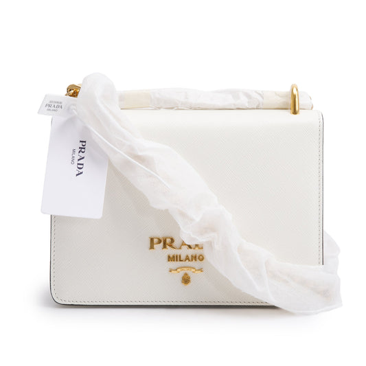 Prada Saffiano Soft Calf Crossbody Bag Leather White
