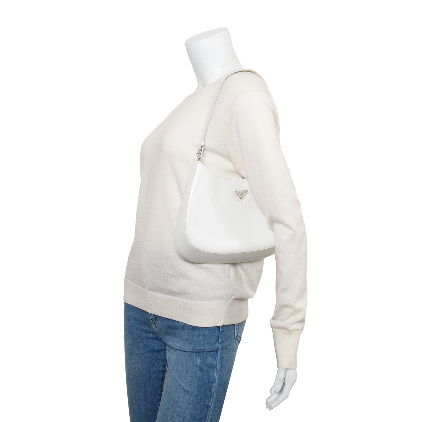 Prada Spazzolato Cleo Bag Leather White Travel Bag