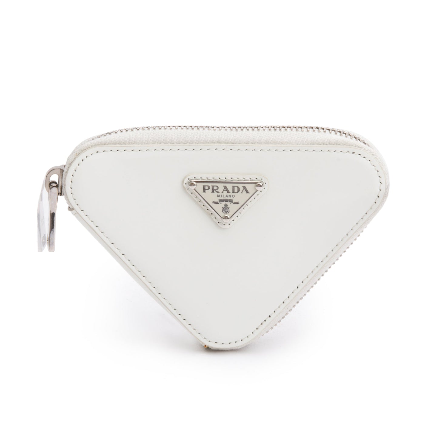 Prada Spazzolato Triangle Crossbody Bag Leather White