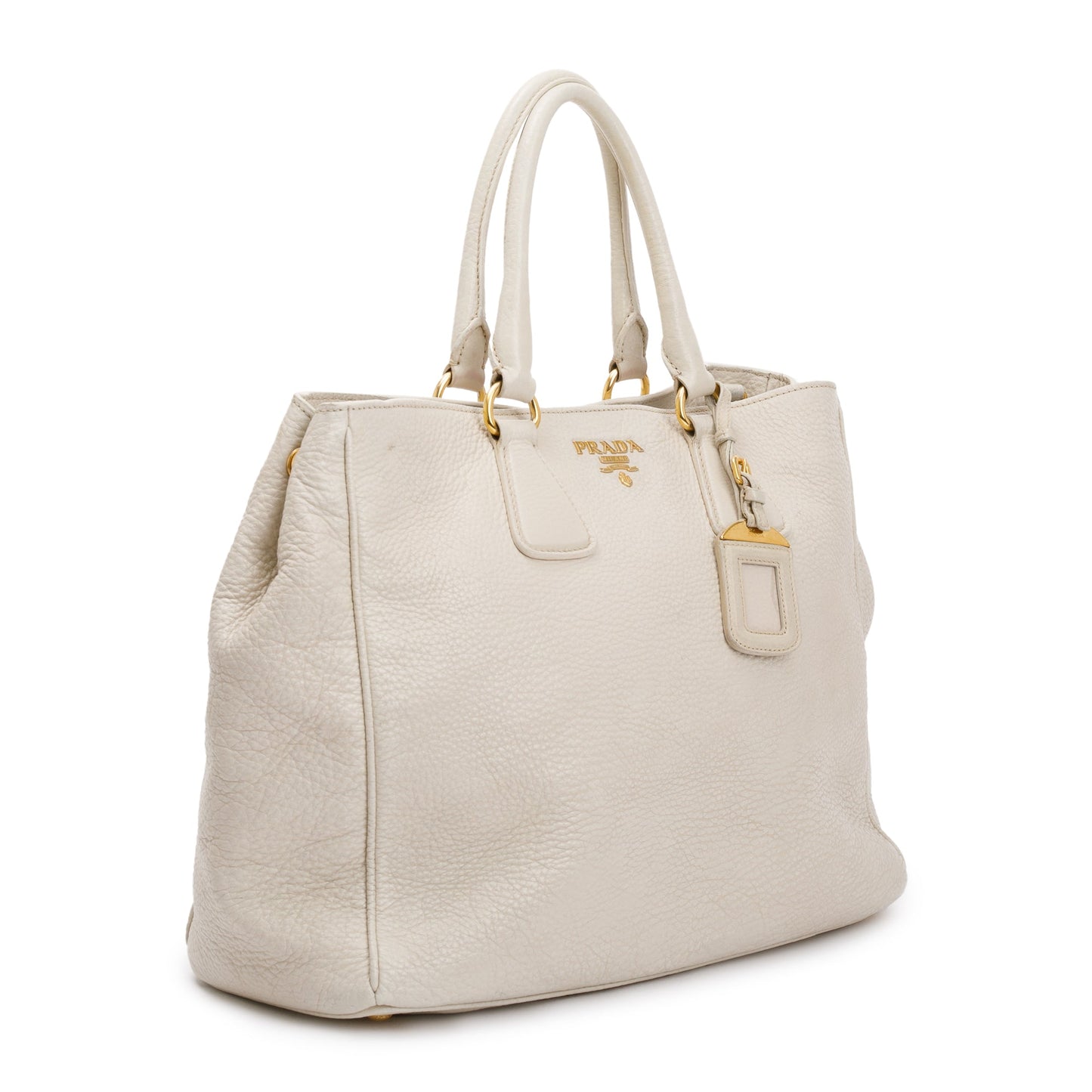 Prada Vitello Daino Tote Handbag Leather White Tote Bag