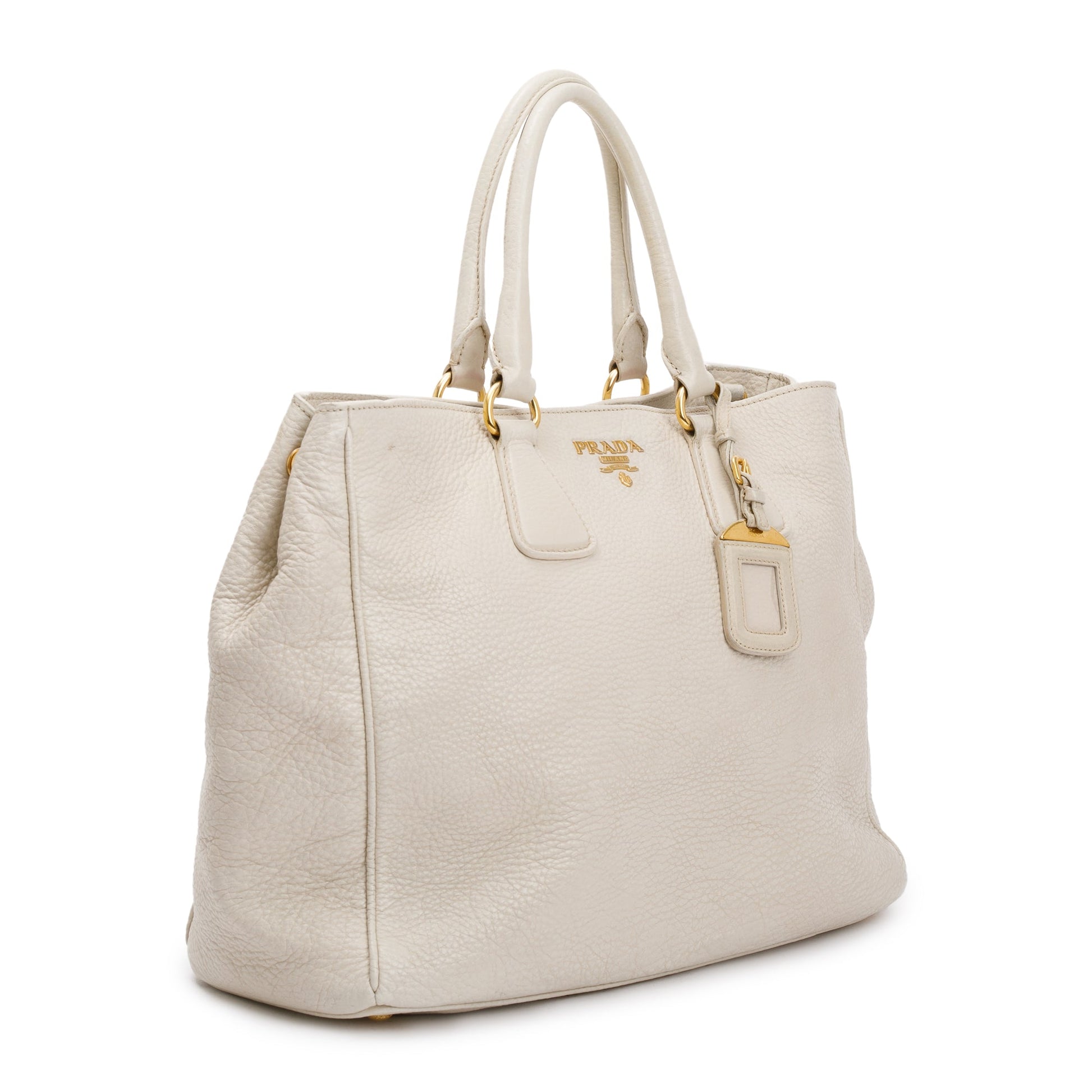 Prada Vitello Daino Tote Handbag Leather White Tote Bag