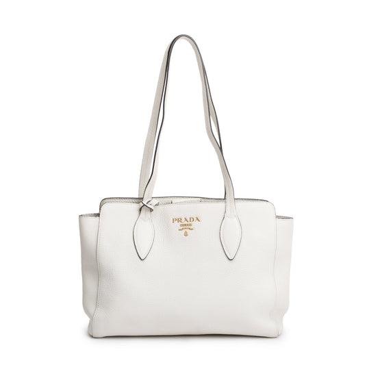 Prada Vitello Phenix Shopping Tote Handbag White Tote Bag