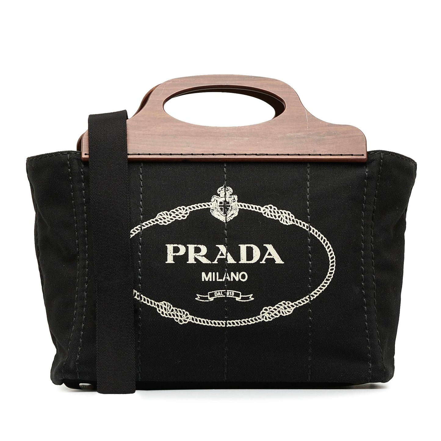 Prada Wood Handle Canapa Satchel Shg Mvwvck Logo Satchel Bag