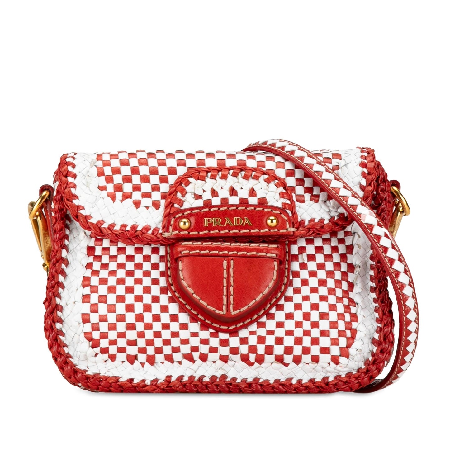 Prada Madras Crossbody Shg Dlarnt Woven Crossbody Bag