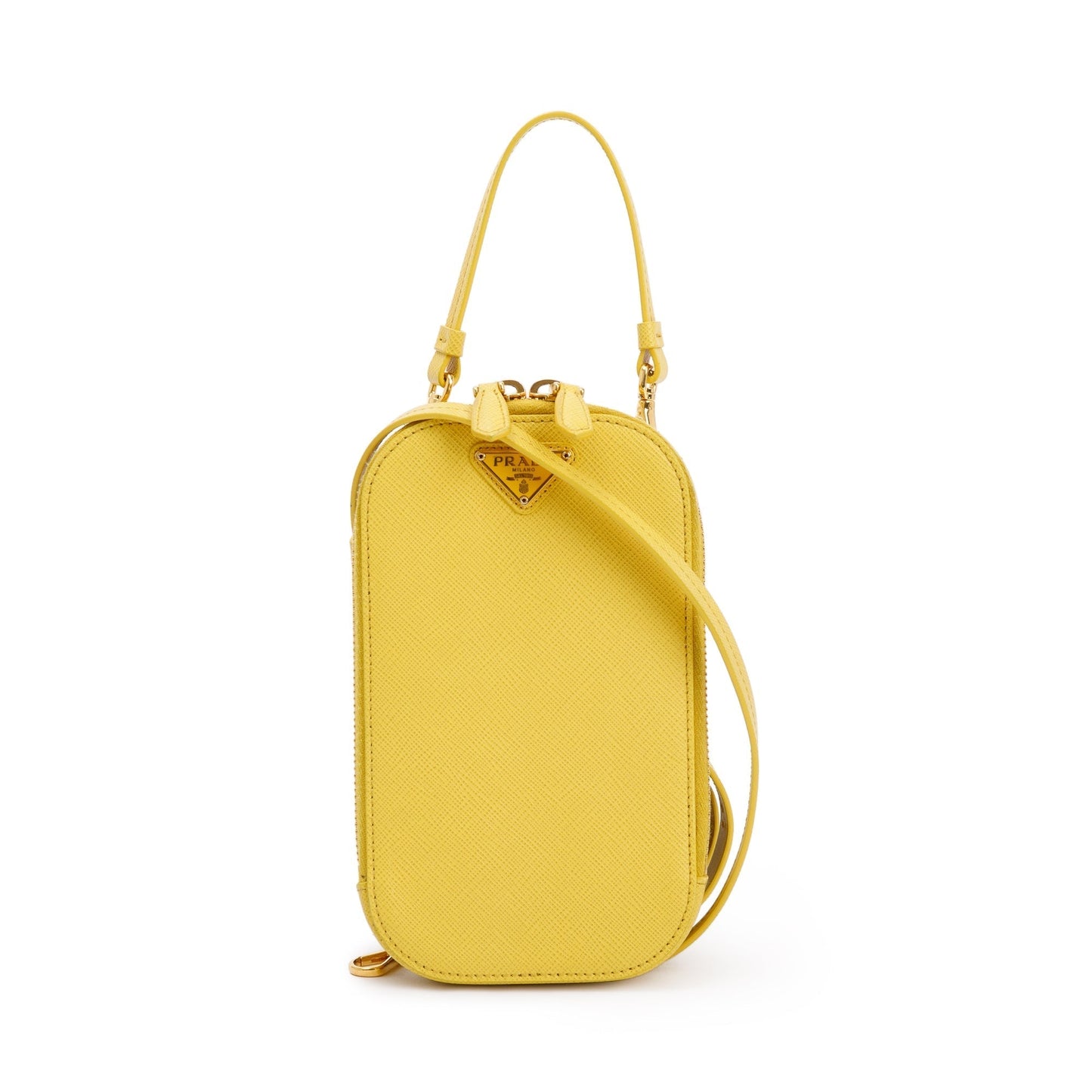 Prada Yellow Saffiano Triangle Phone Bag Travel Bag