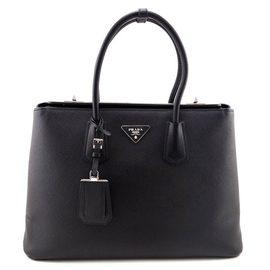 Prada Handbag Turnlock Twin Tote Saffiano Black Tote Bag