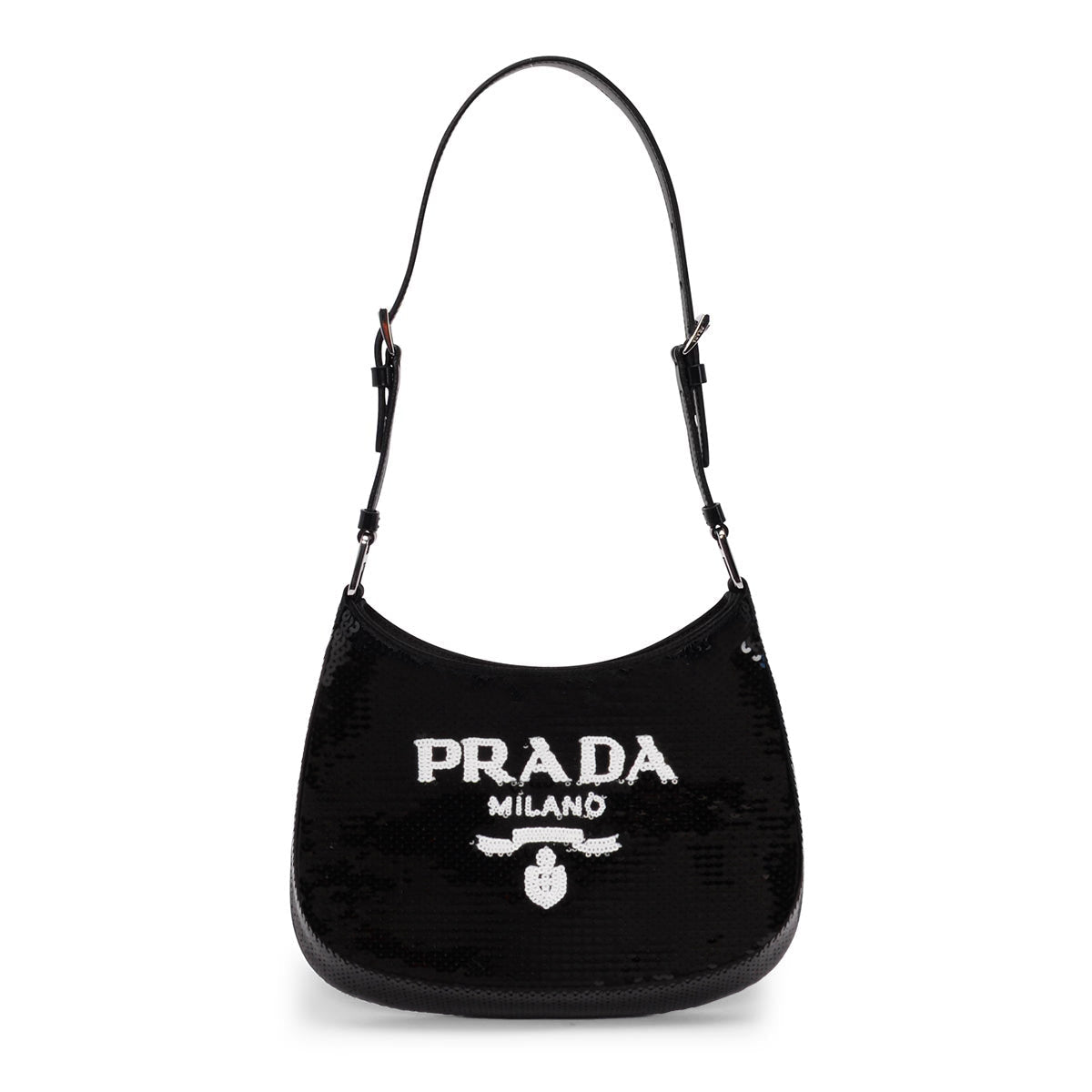 Prada Sequin Cleo Bag Black Mini Travel Bag