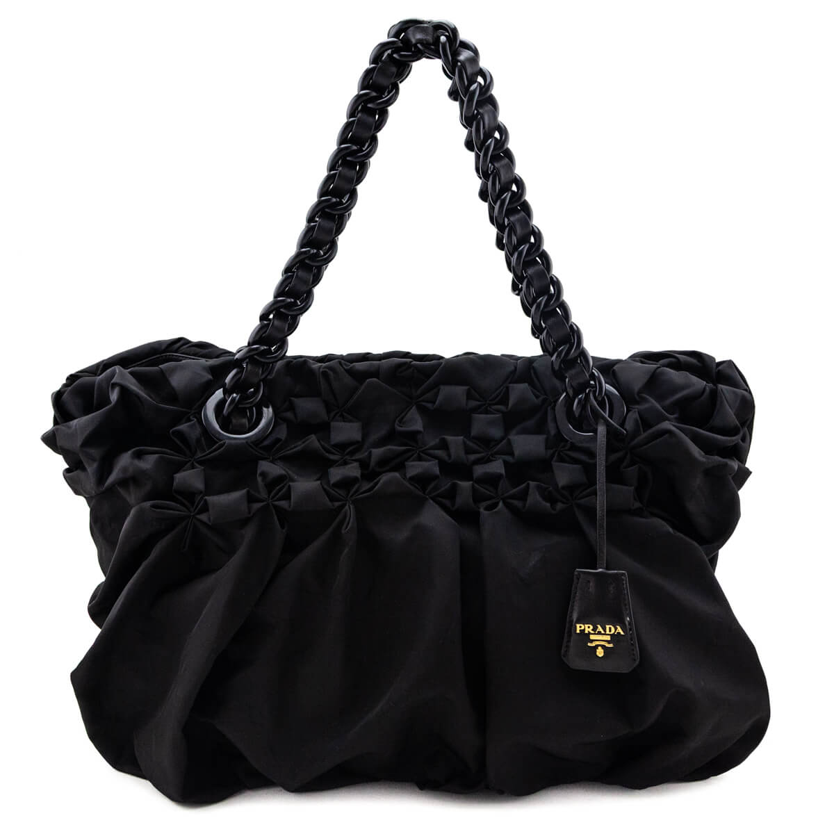 Prada Handbag Tessuto Origami Pleated Tote Nylon Black Tote Bag