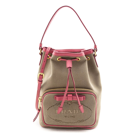 Prada Handbag Jacquard Crossbody Bag Brown Mini Logo