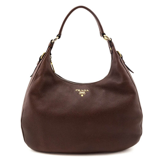 Prada Handbag Daino Hobo Vitello Brown Hobo Bag