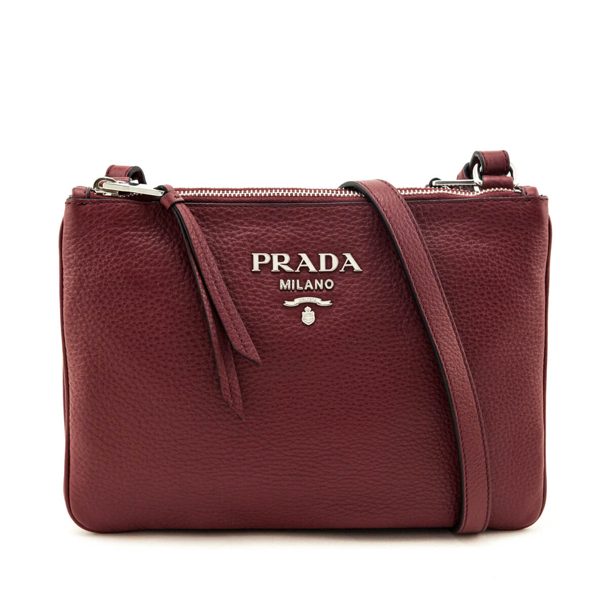 Prada Handbag Cerise Phenix Double Crossbody Bag Vitello Zip