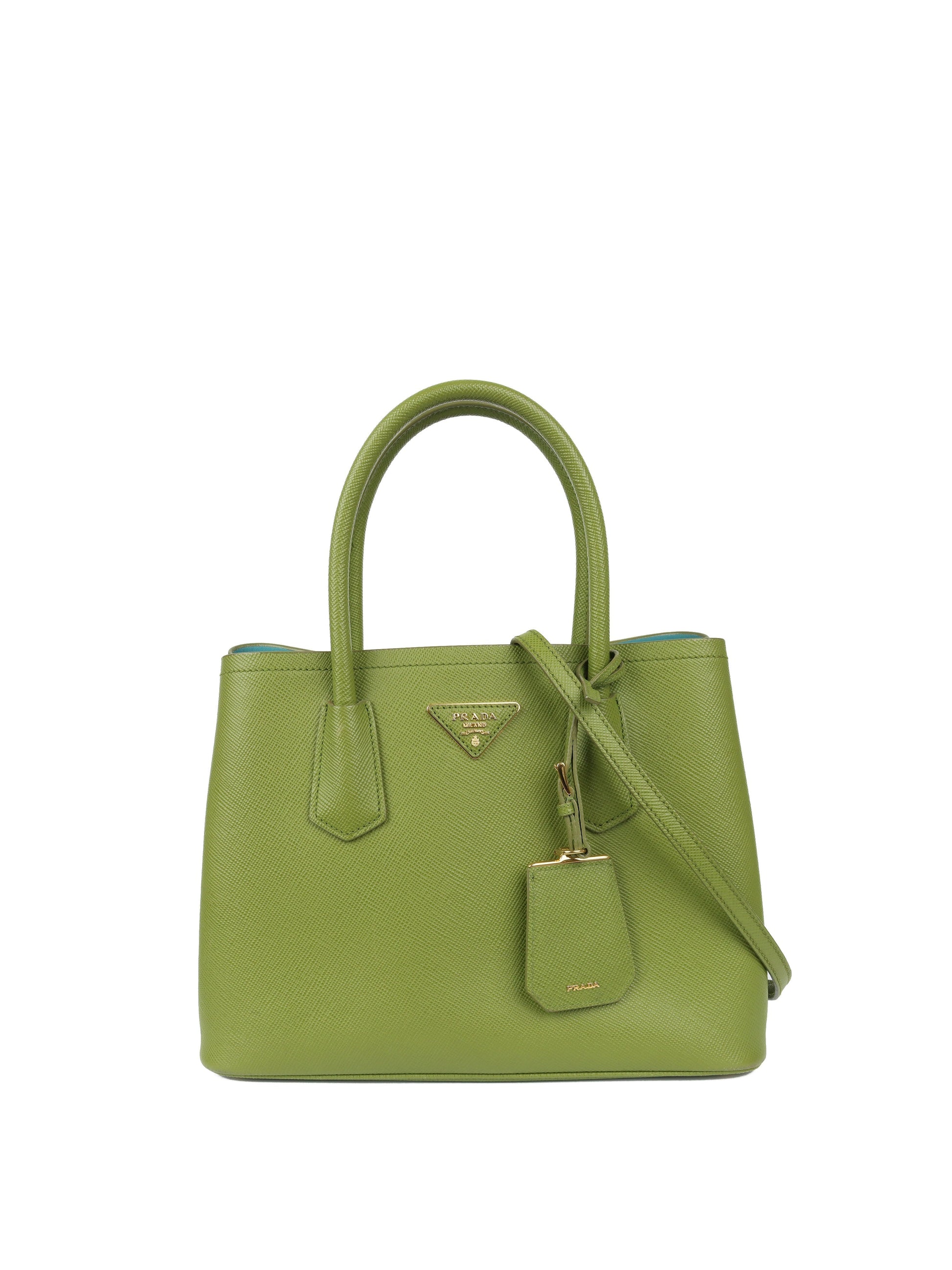 Prada Handbag Double Bag Green Medium