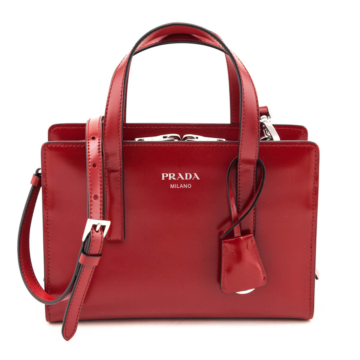 Prada Handbag Scarlet Brushed Calfskin Re-Edition Tote Bag Mini