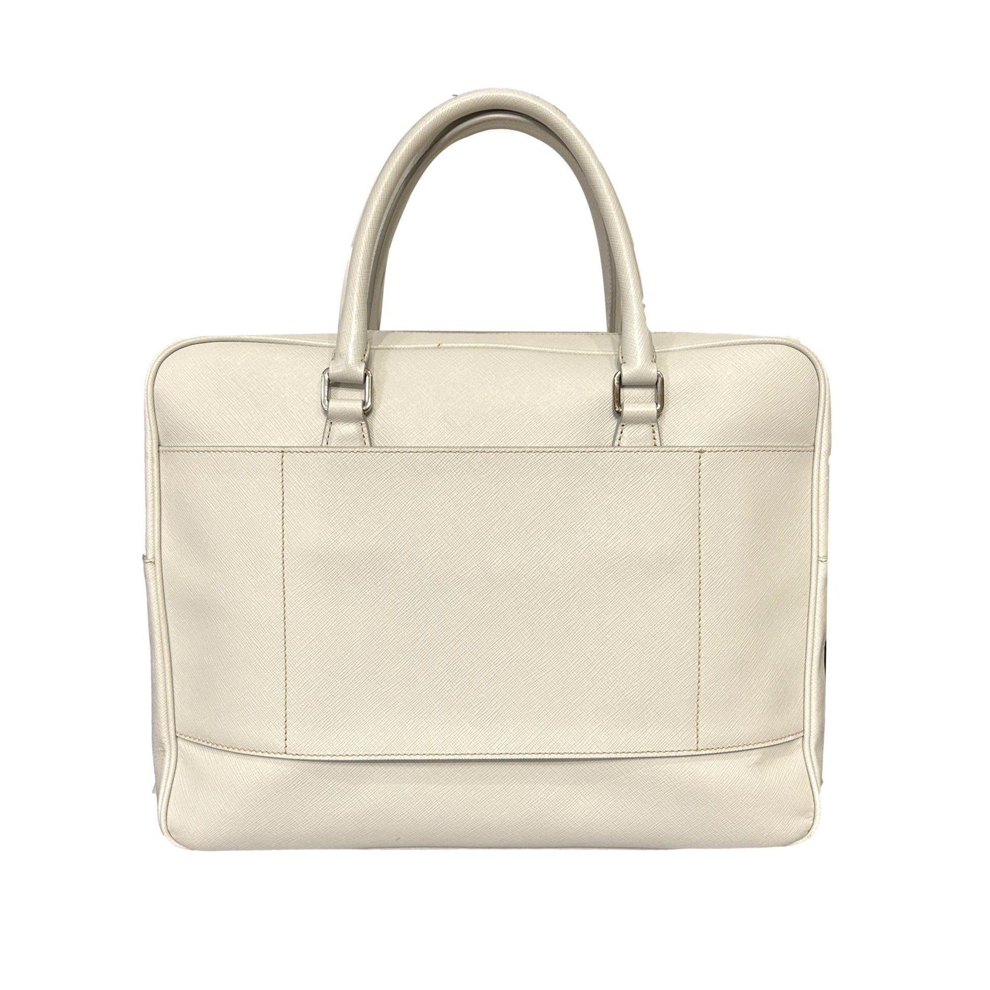 Prada Ivory Satchel Weekender Travel Tote Bag Crossbody Leather Saffiano Satchel Bag