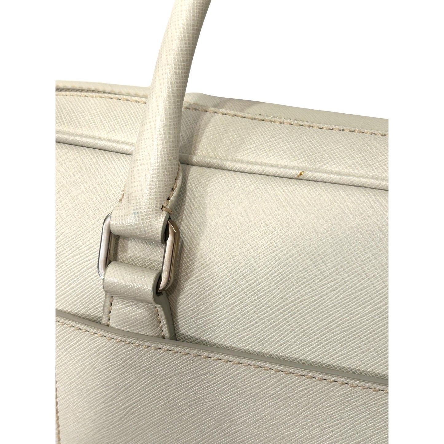 Prada Ivory Satchel Weekender Travel Tote Bag Crossbody Leather Saffiano Satchel Bag