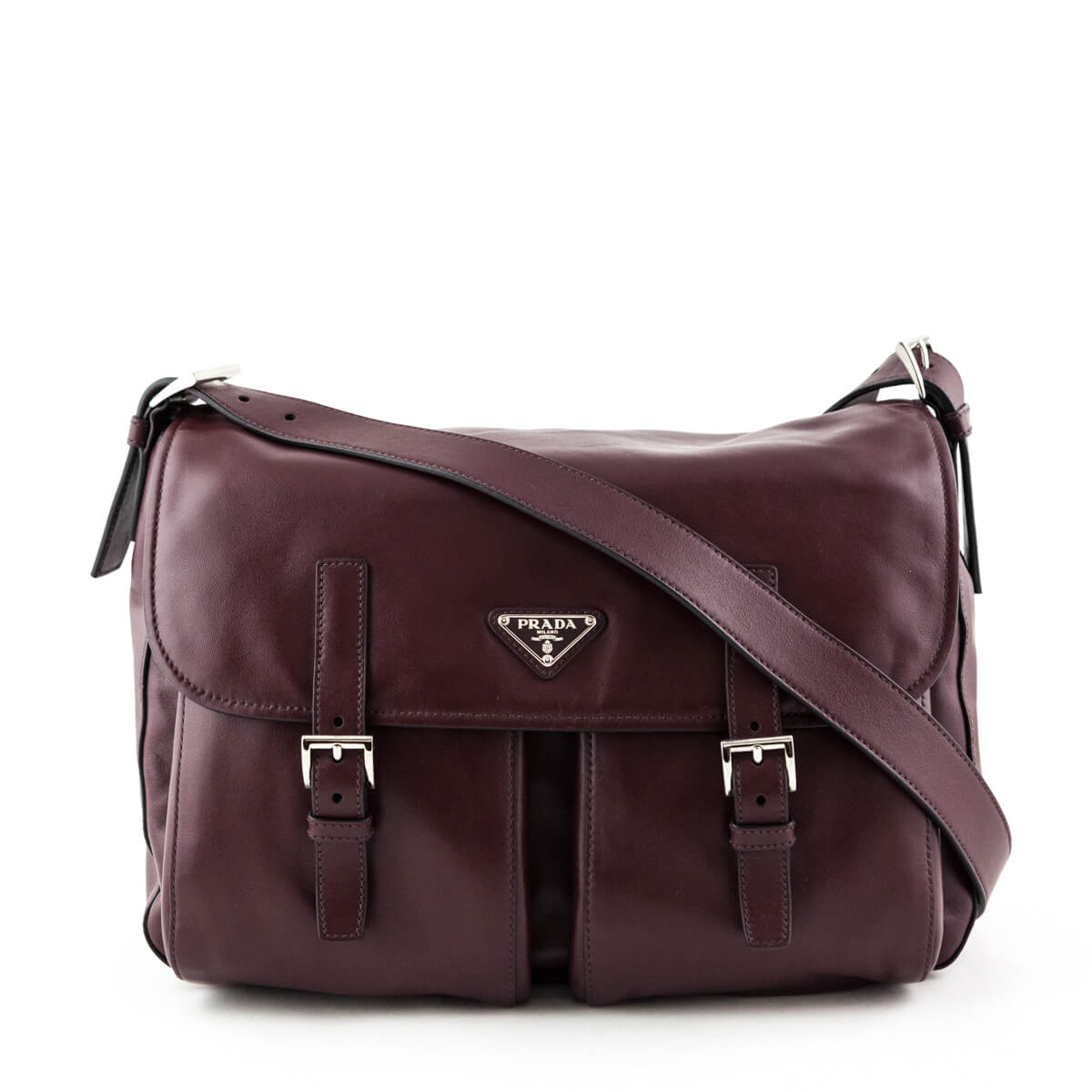 Prada Handbag Granato Soft Calfskin Pattina Messenger Bag