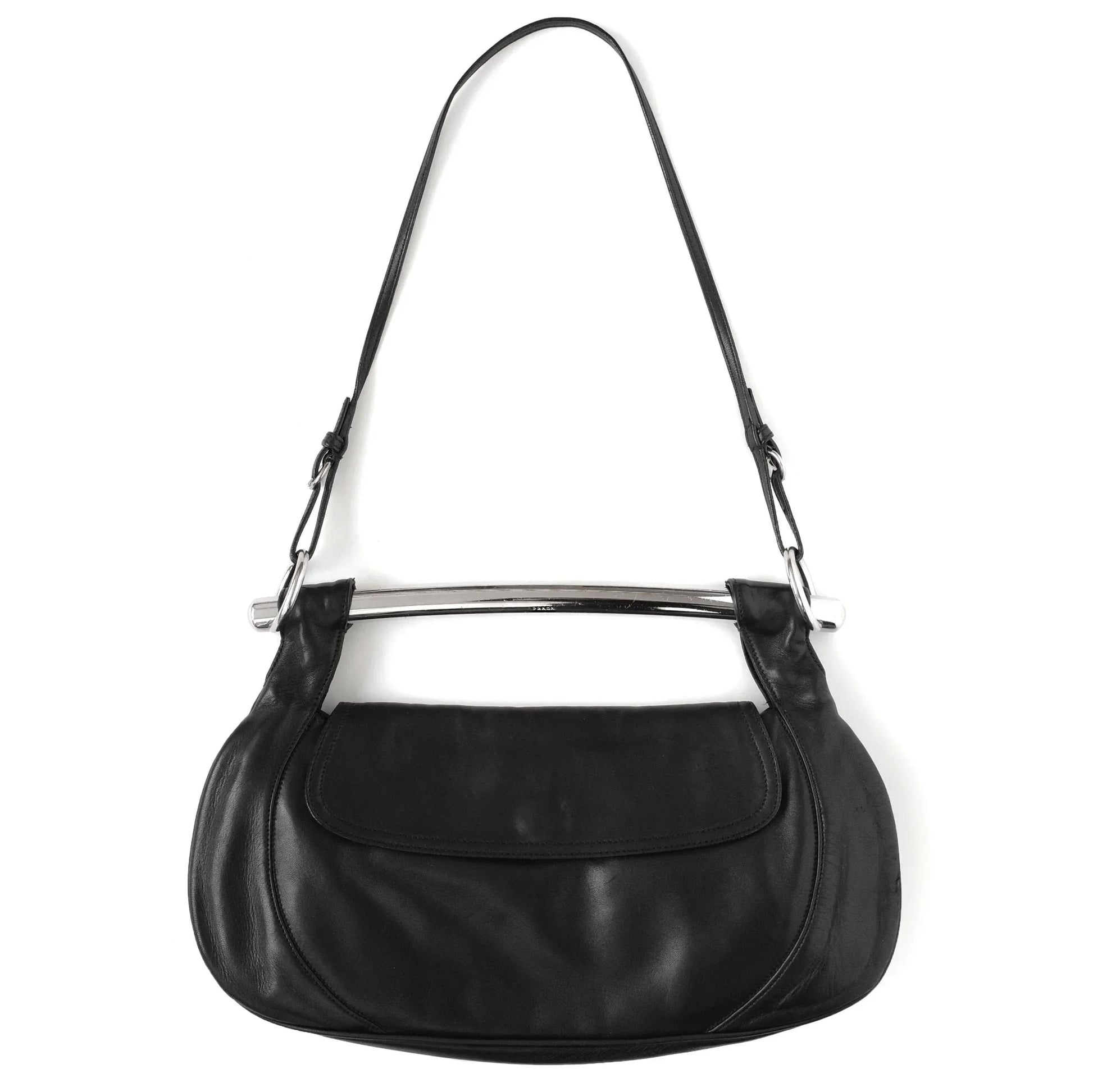 Prada Shoulder Bag SS 2 Leather Metal Black