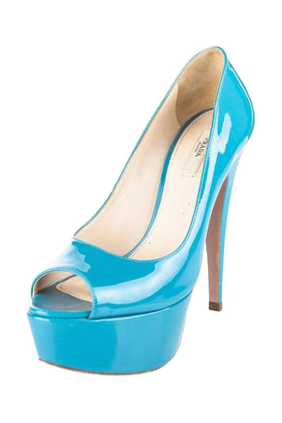 Prada Shoe Turquoise Platform Pumps Leather Patent Shoes