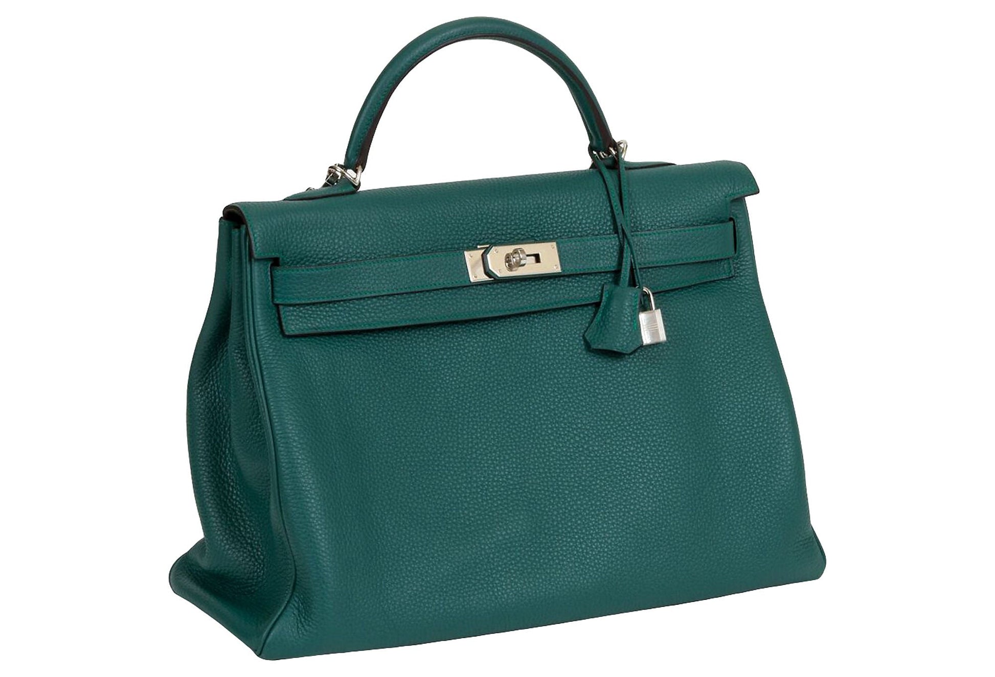 Hermes Malachite Palladium Kelly Handbag Travel Bag