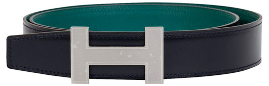 Hermes Malachite Reversible Belt Handbag Blue
