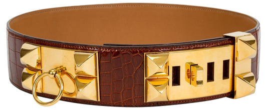Hermes Rare Croc Collier De Chien Belt Handbag