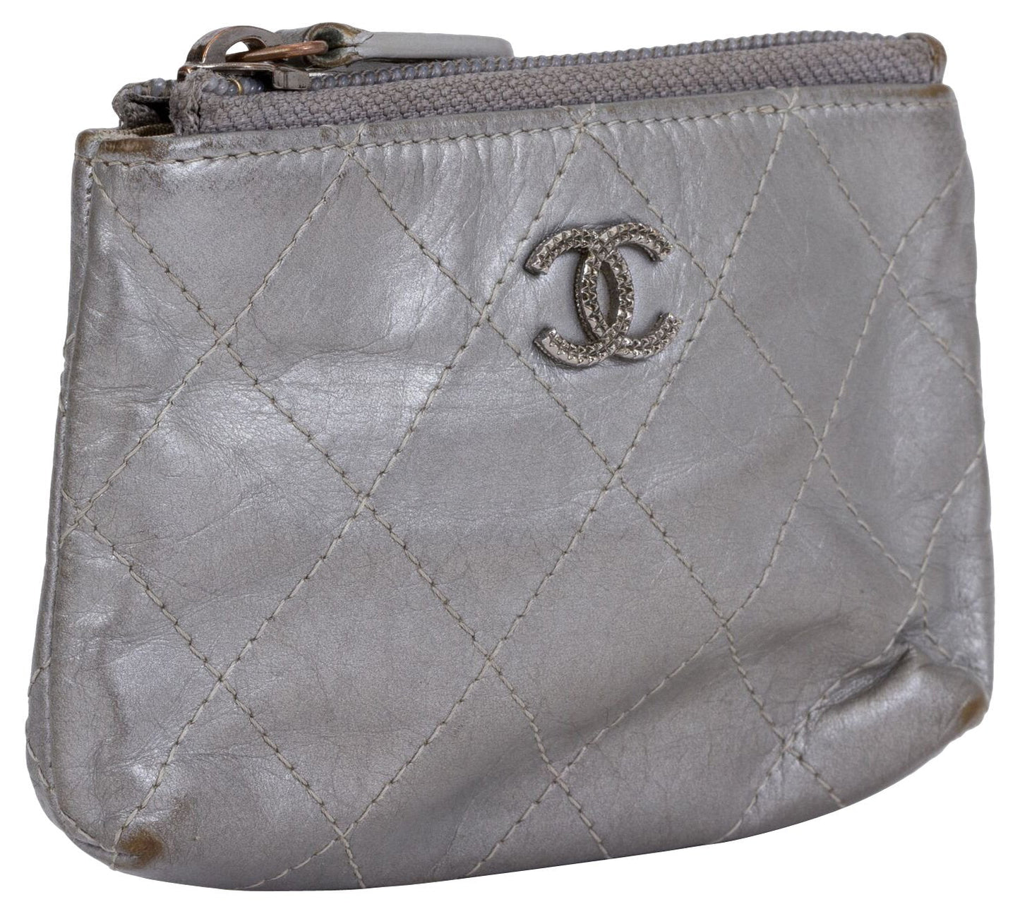 Chanel Metallic Pochette Silver Small Handbag