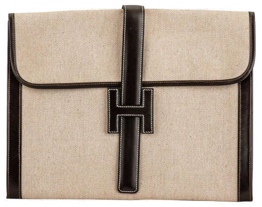 Hermes Jige Toile Clutch Brown Clutch Bag