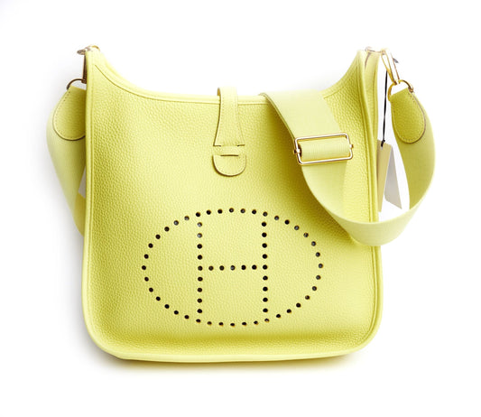 Hermes Lime Yellow Evelyne Pm Handbag Travel Bag