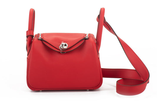 Hermes Lindy Rouge De Coeur Swift Handbag Mini Travel Bag