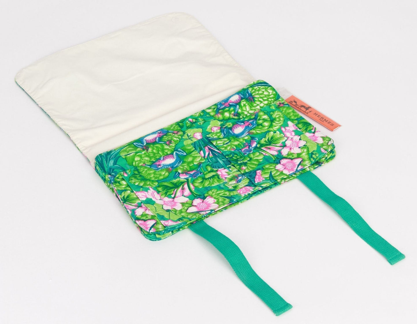 Hermes Frogs Toile Clutch Green Clutch Bag