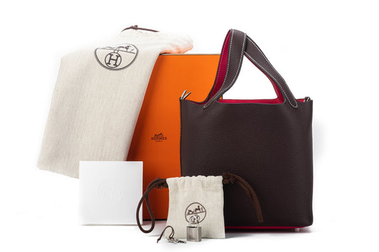 Hermes Nib Picotin Rose Extreme Handbag Brown Travel Bag