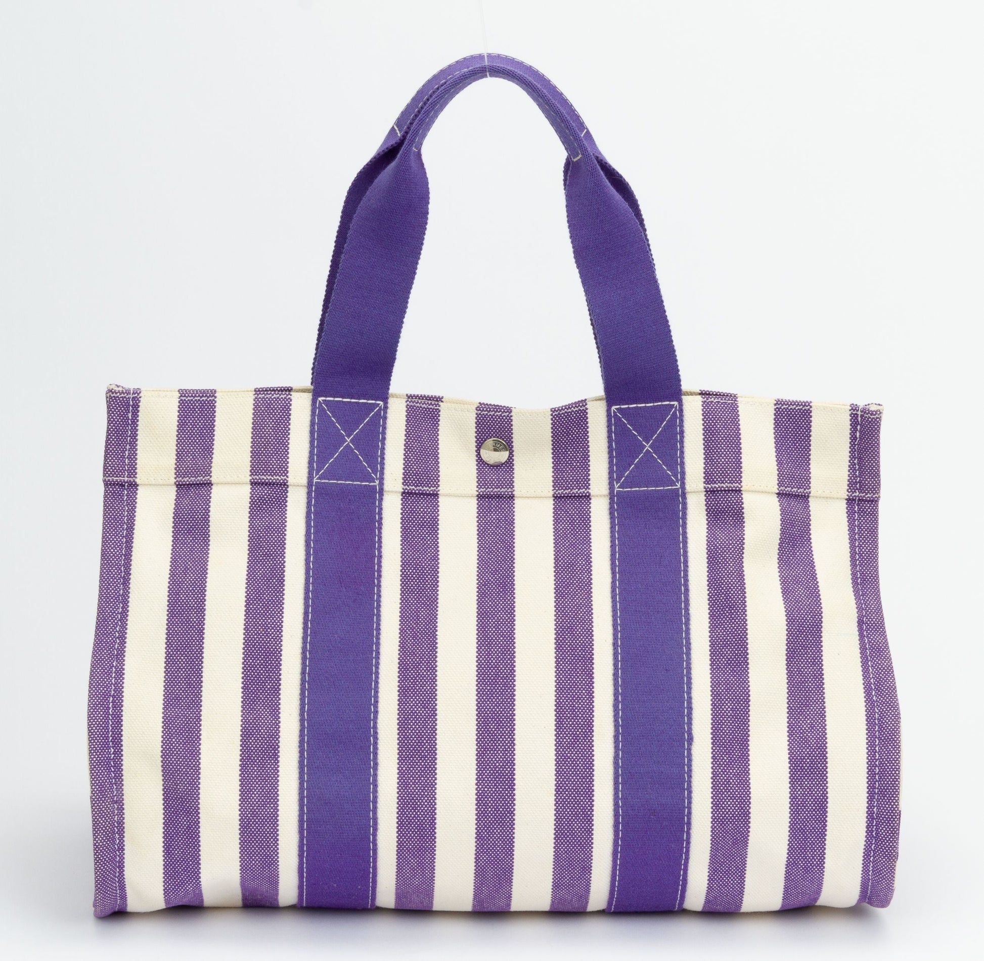 Hermes Striped Beach Bag Purple Travel Bag