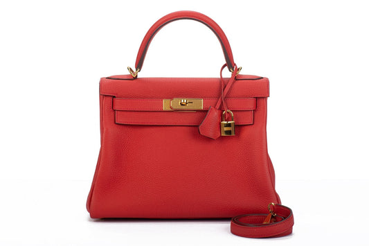Hermes Kelly Retourne Geranium Togo Handbag Travel Bag