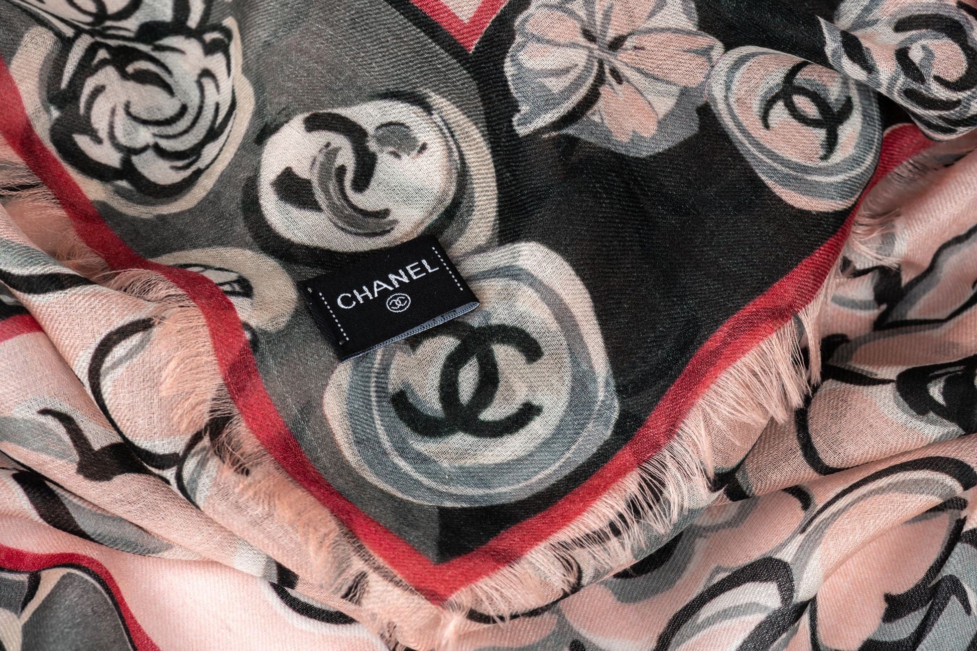 Chanel New Camellia Cashmere Shawl Handbag Pink