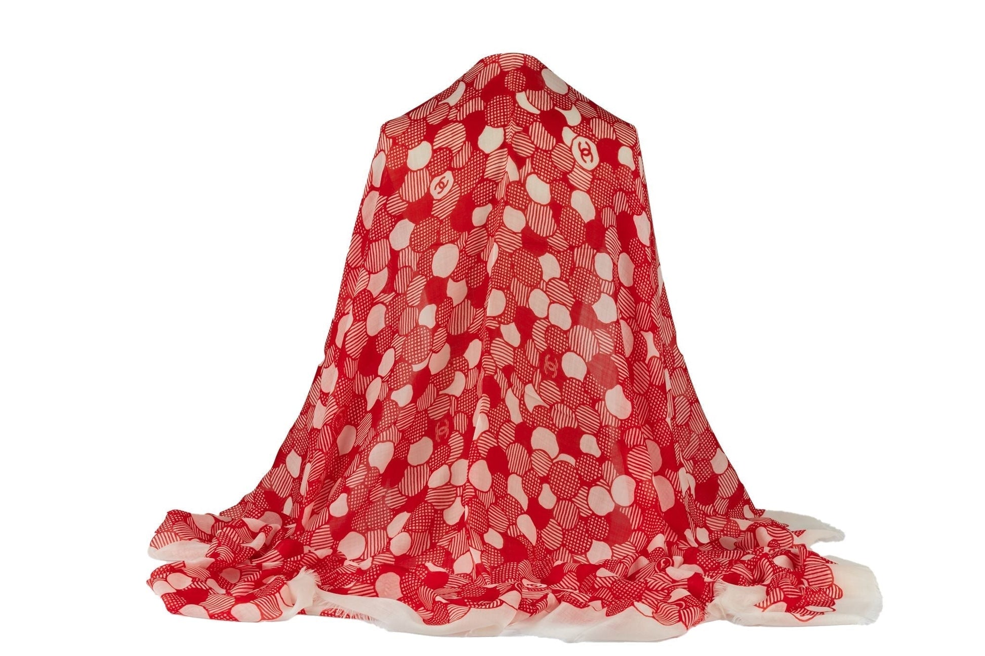 Chanel New Camellia Shawl Handbag White Red