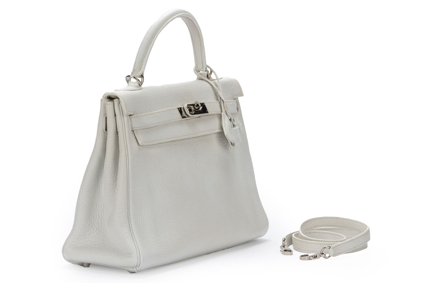 Hermes Kelly Retourne Clemence Handbag White Travel Bag