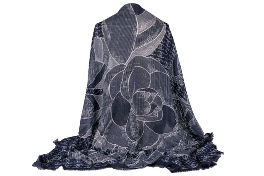 Chanel New Cashmere Camellia Navy Shawl Handbag