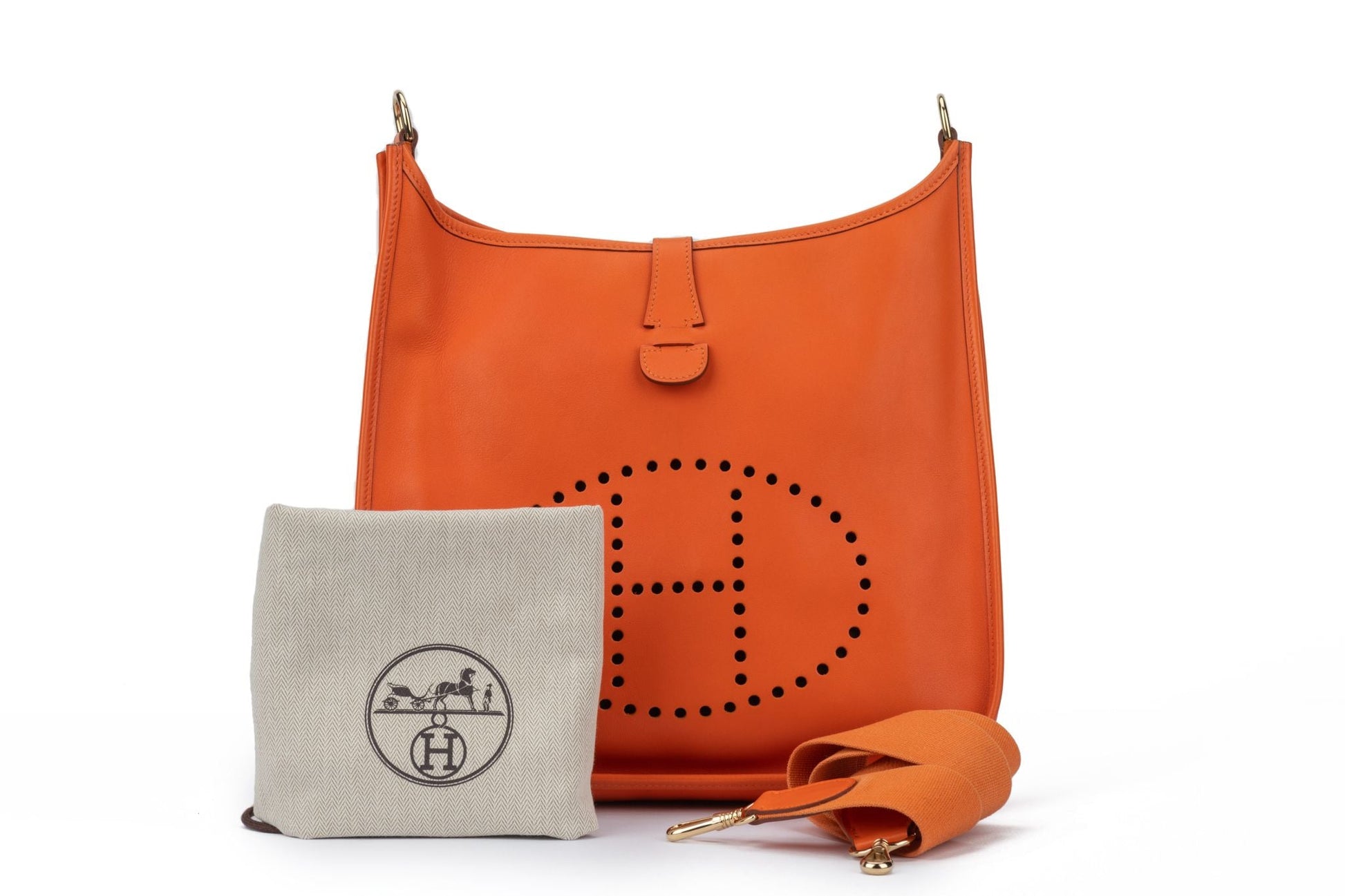 Hermes Evelyne Gm Swift Orange Handbag Travel Bag