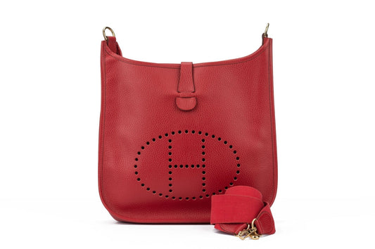 Hermes Evelyne Gm Ardennes Handbag Red Travel Bag