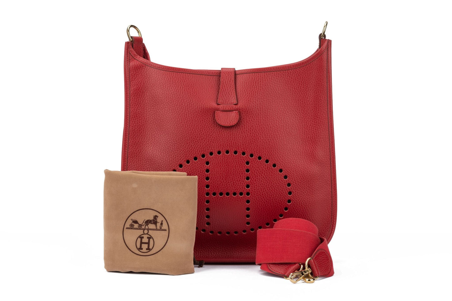 Hermes Evelyne Gm Ardennes Handbag Red Travel Bag