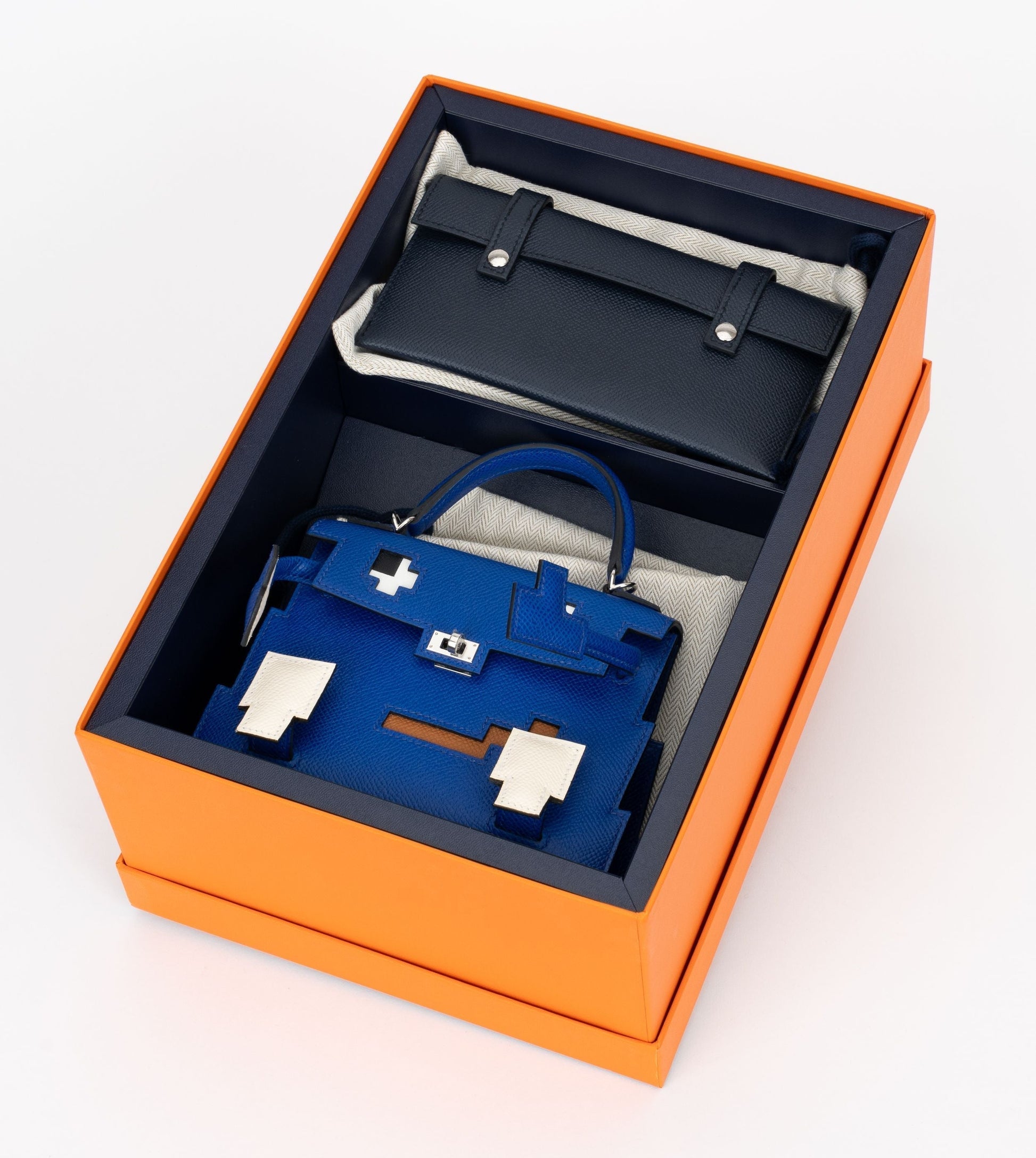Hermes New Kelly Idole Picto Handbag Blue Mini Travel Bag