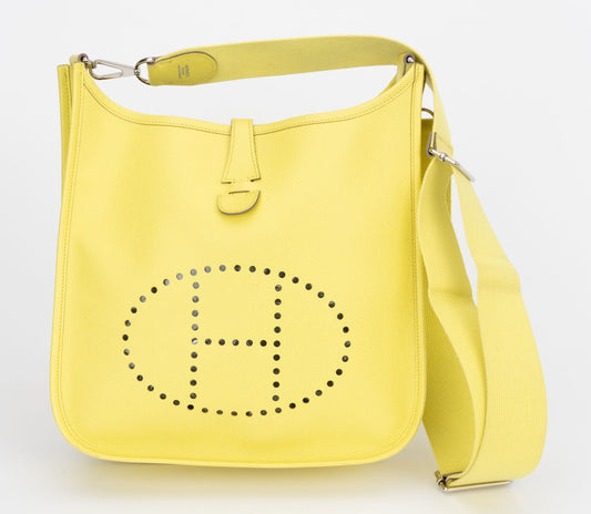 Hermes Jaune Poussin Epsom Evelyne Pm Handbag Travel Bag