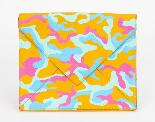Hermes Custom Painted Clutch Yellow Clutch Bag