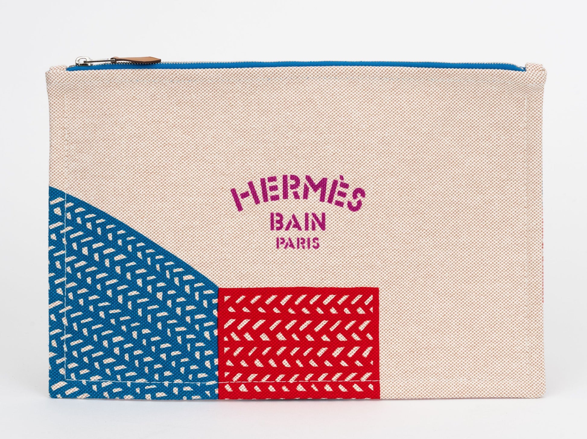 Hermes New Fish Toile Pochette Handbag Travel Bag