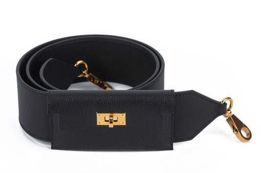 Hermes Kelly Bandouliere Epsom Nib Handbag Black Travel Bag